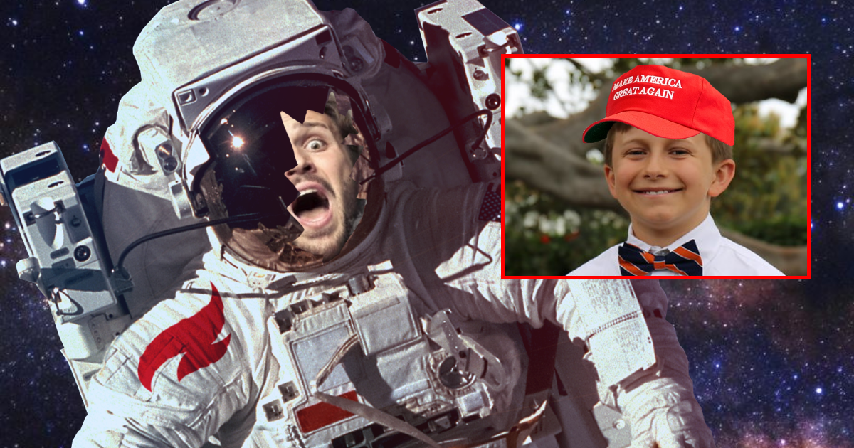 Astronaut's space suit fails when child doesn't wear his own space suit PNG2