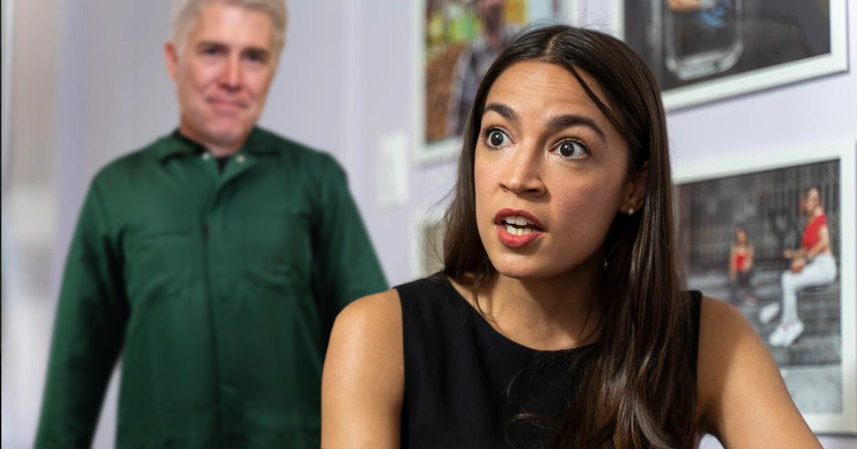 AOC Barely Survives Murder Attempt by Maskless Neil Gorsuch PNG