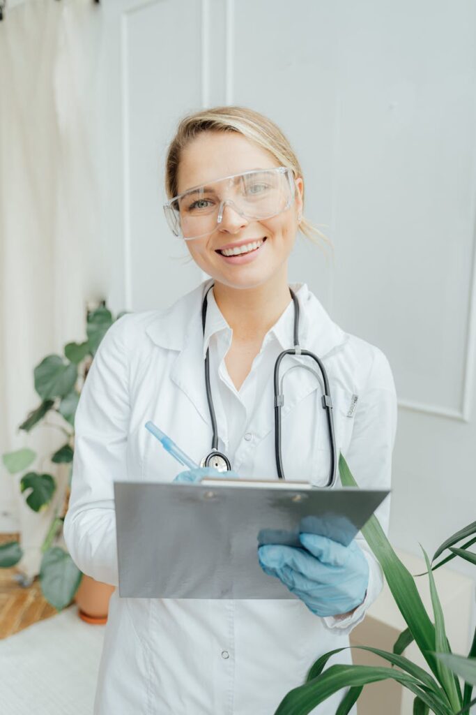 woman in white scrub suit wearing white scrub suit